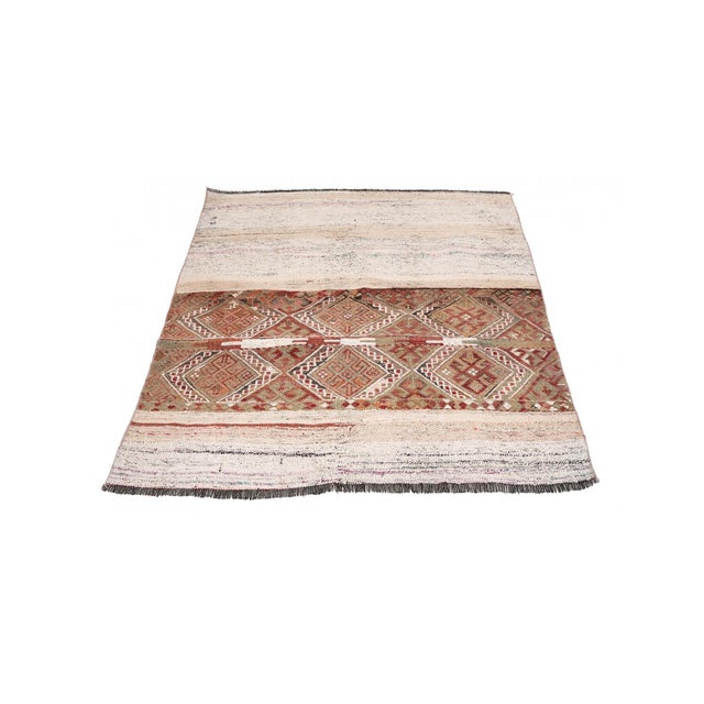 Vintage Turkish Decorative Small Kilim - 3`10″ X 4`6″ For Sale - Image 4 of 6
