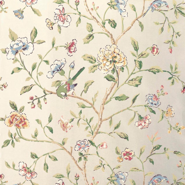 Schumacher Annabelle Vine Wallpaper in Pewter For Sale