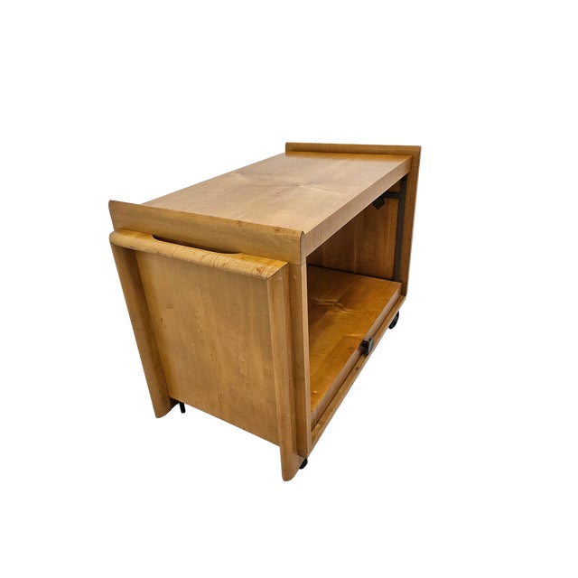 Brown Saltman 1950s Expandable Bar Cart Attributed to John Keal for Brown Saltman, Maple For Sale - Image 4 of 17