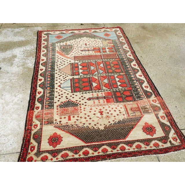 Brick Red Galerie Shabab Collection Mid-20th Century Turkish Anatolian Pictorial Rug For Sale - Image 8 of 9