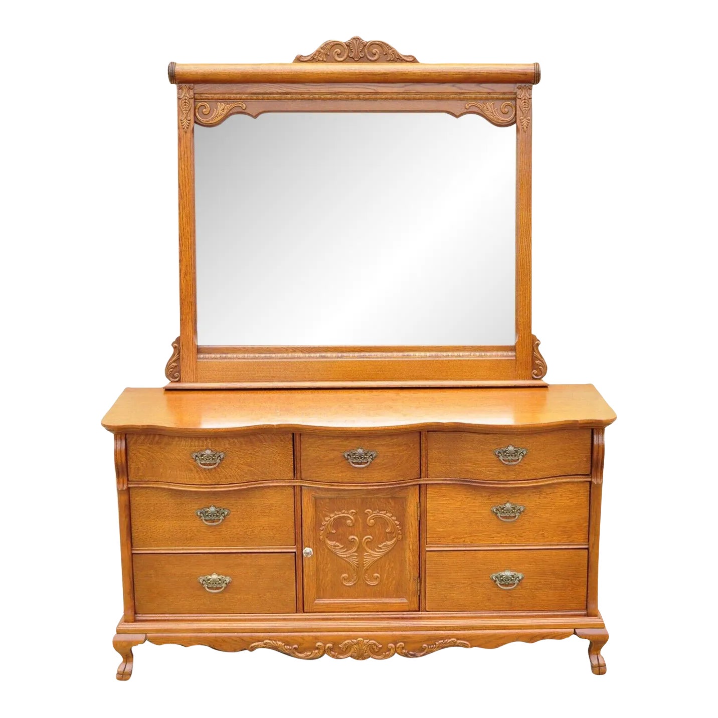 Lexington Victorian Sampler Oak Triple Dresser With Mirror Chairish