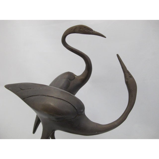 Metal Bronze Crane Heron Egret Lovers Couple Statue Sculpture 15" For Sale - Image 7 of 9