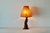 A vintage mid-century cypress knee (or burl wood) sculptural table lamp paired with a rustic textured paper shade. Crafted...