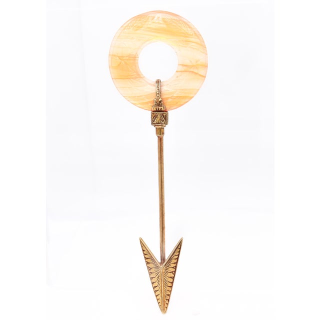 Early 20th Century Antique Art Deco 14k Gold and Carved Agate Jabot Pin For Sale - Image 5 of 15
