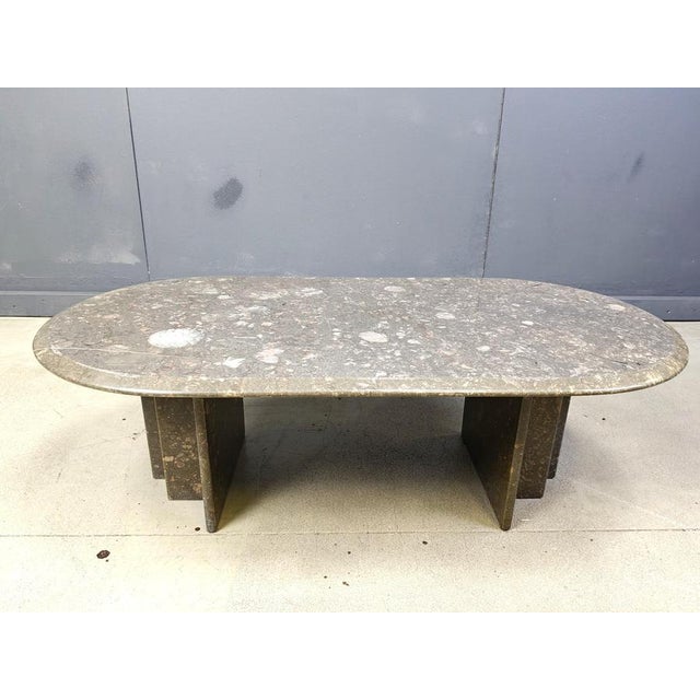 Vintage Italian Grey Marble Coffee Table, 1970s For Sale - Image 9 of 11