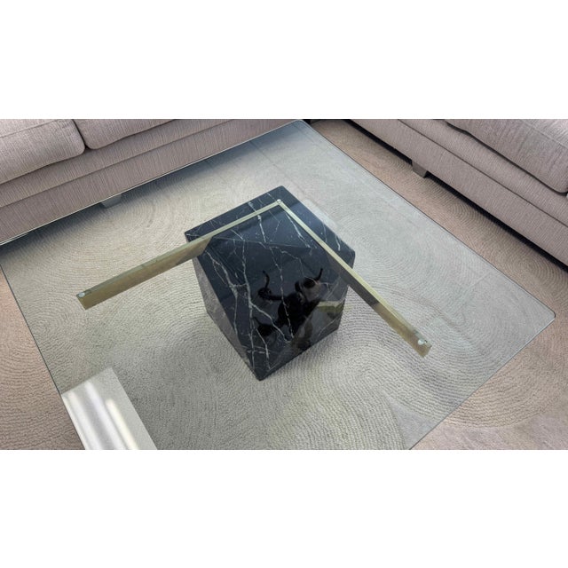 Sculptural Glass Top Coffee Table With Marble Base For Sale - Image 15 of 15