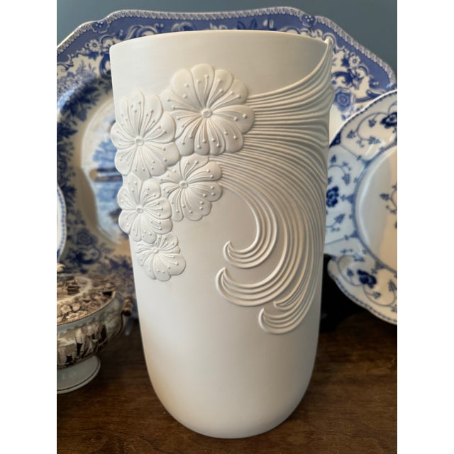 Elevate your space with this exceptional vintage mid-century modern bisque porcelain vase, designed by the celebrated...
