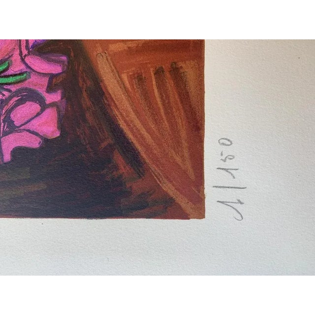 Modern Isis Kishka, Bouquet of Flowers, Lithograph For Sale - Image 3 of 6