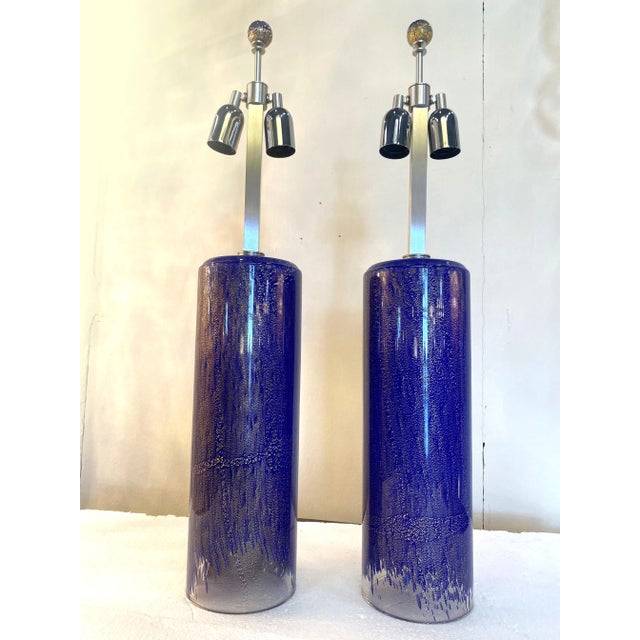 A Pair of 2000s Blue and Gold Table Lamp For Sale - Image 9 of 9