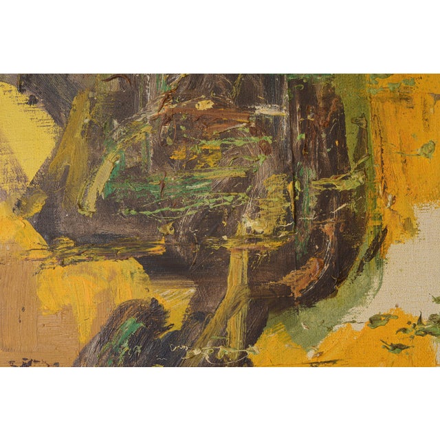 1950s Vintage Mid Century D Myers Vertical Abstract Painting For Sale - Image 5 of 9