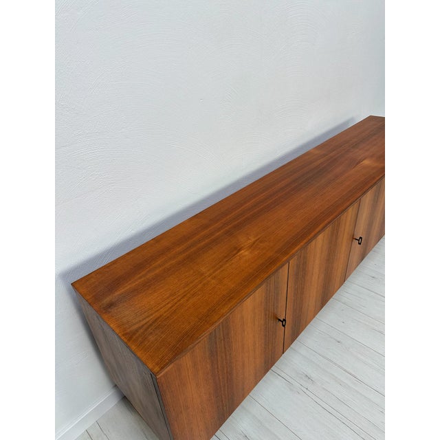 Wood Large Vintage Minimalistic Walnut Sideboard, 1960s For Sale - Image 7 of 15