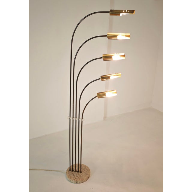 Mid-Century Modern Brass, Acrylic Glass, and Travertine Floor Lamp from Goffredo Reggiani, Italy, 1970s For Sale - Image 11 of 17