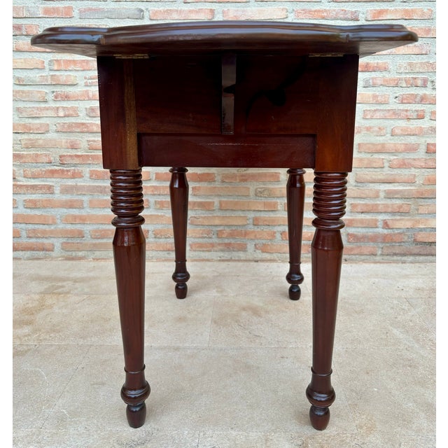Wood Drop-Leaf Side Table With Two Drawers, 1930s For Sale - Image 13 of 15