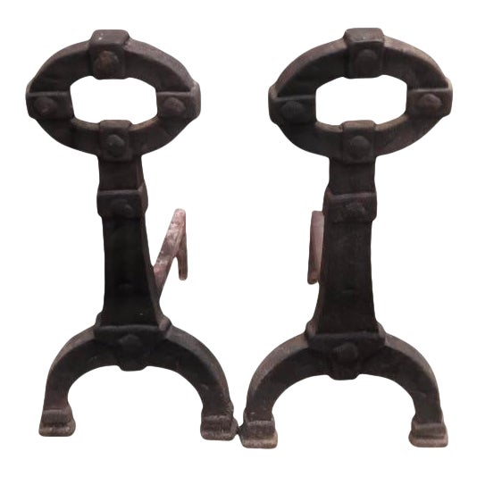 Antique Mission Arts & Crafts Andirons For Sale