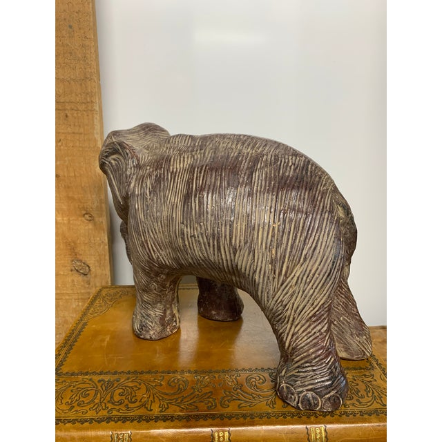 Vintage Textured Ceramic Elephant Sculpture For Sale - Image 4 of 5