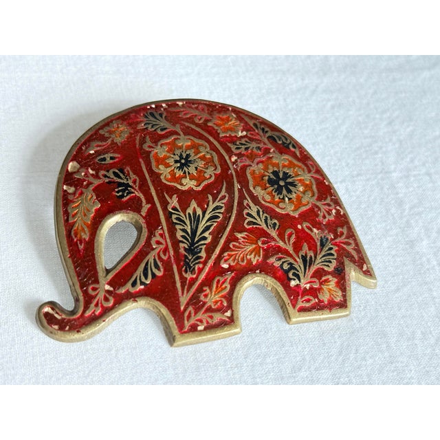 Vintage 1970s Red Enameled Brass Elephant Charm For Sale In New York - Image 6 of 7