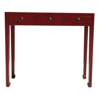 Red 3-Drawer 37" Long Console Table For Sale