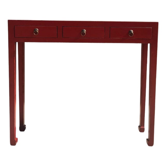 Red 3-Drawer 37" Long Console Table For Sale
