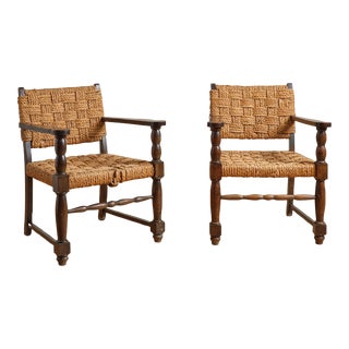 Mid 20th Century Vintage Set of 2 Braided Cord Chairs For Sale