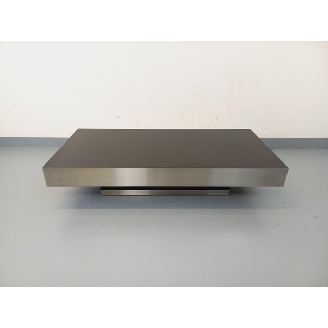 Vintage Coffee Table in Brushed Aluminum and Black Laminate, 1970s For Sale - Image 6 of 18