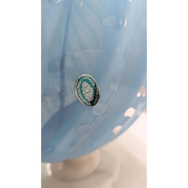 Metal Vintage Balboa 1950’s Venetian Glass Aqua Blue Lamp, Hand Made in Italy For Sale - Image 7 of 12