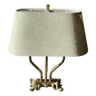 Brass Table Lamp with Double Arms. 1940s For Sale