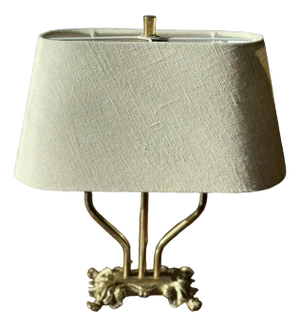 Brass Table Lamp with Double Arms. 1940s
