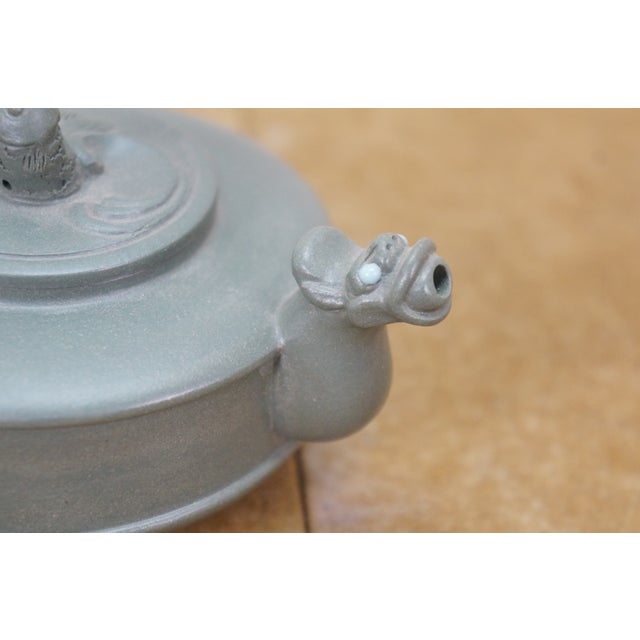 Vintage Chinese Yixing Zisha Green Clay Dragon Koi Fish Kung Fu Teapot 5.5" For Sale - Image 11 of 15