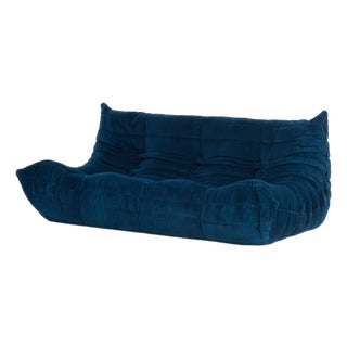 Togo 3-Seater in Deep Abyss Corduroy - Vintage Ligne Roset Restored & Authentic For Sale