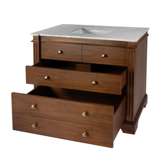 Spritely Home Accent Furniture Rachelle 42 in. W Single Sink Bathroom Vanity Set, Walnut For Sale - Image 4 of 9