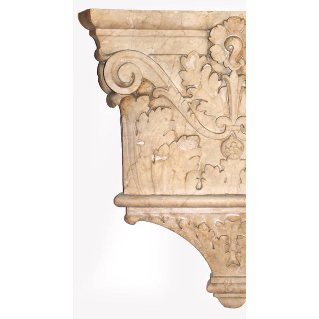 Traditional Column Capitals Carved Marble - A Pair For Sale - Image 3 of 5