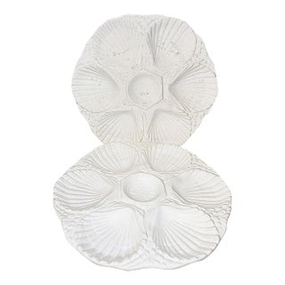 1970s Portuguese Majolica Oyster Plates by Olfaire For Sale
