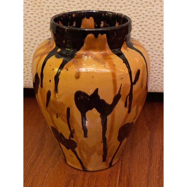 Vintage 1970s Brena Oaxaca Mexico Deco Tricolor Drip Glaze Vase For Sale - Image 10 of 10