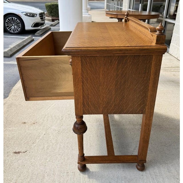 Wood Early 20th Century J.B. Van Sciver Co. Refinished Antique Oak Server & Turned Legs For Sale - Image 7 of 12
