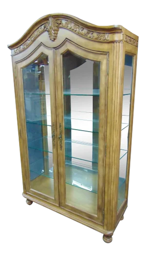 French Style Carved & Faux Painted Curio Cabinet