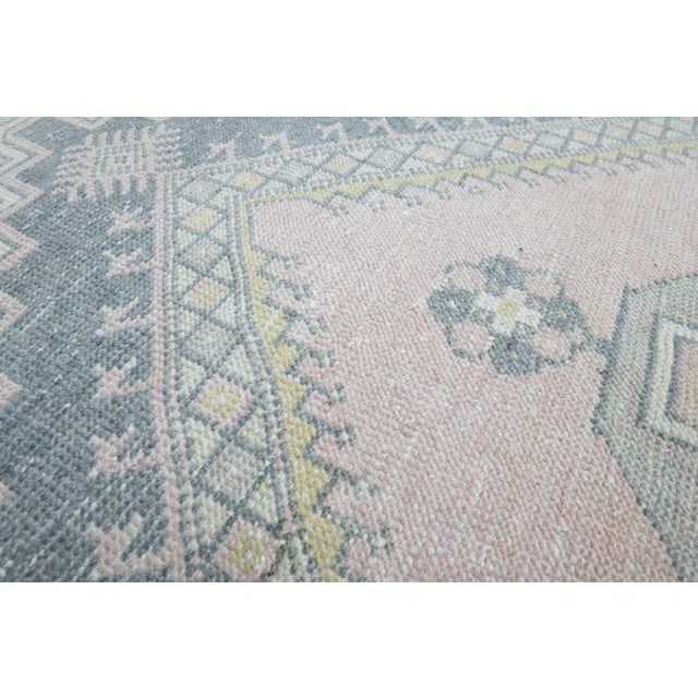 Pink 1970s Vintage Handmade Wool Cotton Pink Area Rug For Sale - Image 8 of 11