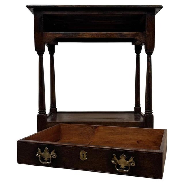 Antique Georgian English Oak Side Table For Sale - Image 3 of 12