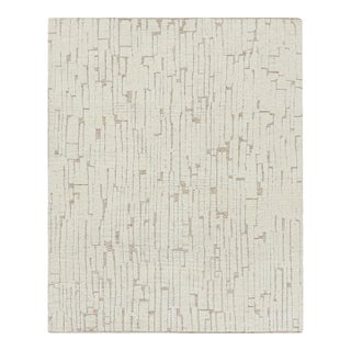 Rug & Kilim’s Contemporary Rug in White with High-Low Geometric Patterns - 5x8 For Sale