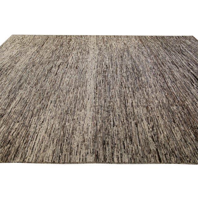 Textile Contemporary Moroccan Style Wool Rug With Abstract Design in Brown For Sale - Image 7 of 7