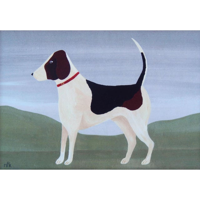 Matt Rix, Naive Style Dog with Red Collar, Print, Framed For Sale - Image 4 of 9