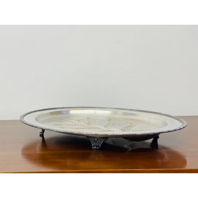 Vintage Large WM Roger’s Silver Company Oval Silver Plated Footed Meat Serving Platter. Measures 18” long x 13” wide x...