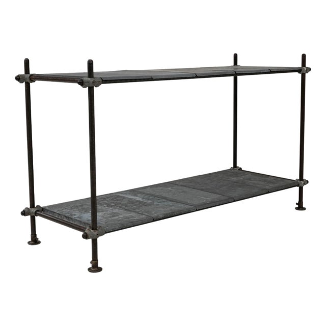 20th Century French Metal Console Table With Zinc Tops For Sale