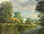 English Countryside Oil Painting with Thatched Cottage, River & Cows Grazing 1985 Circa For Sale - Image 11 of 15