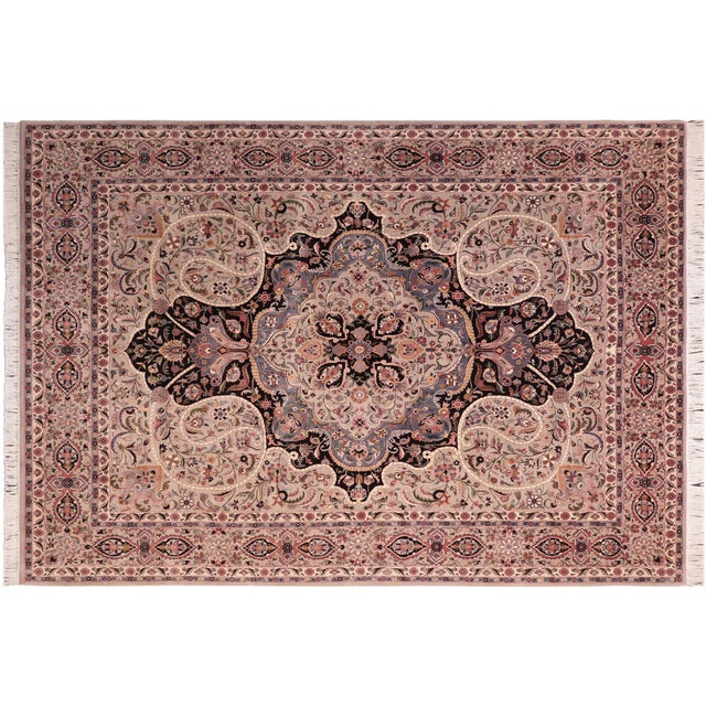 Black Elegant 1990's Pak-Persian Taupe/Black Wool Rug - 8'1'' X 10'1'' For Sale - Image 8 of 9