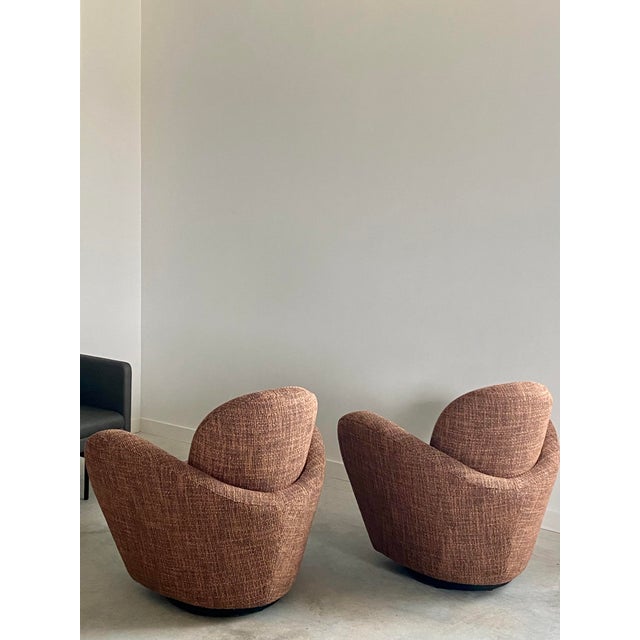 Pair of Michael Wolk "Miami" Postmodern Striped Swivel Chairs For Sale - Image 9 of 15