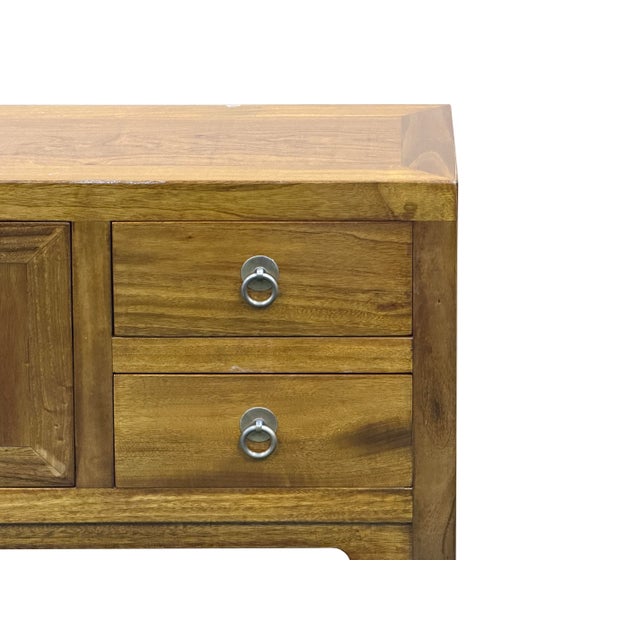 Honey Brown 4 Drawers Slim Narrow Console Side Foyer Table For Sale - Image 11 of 13