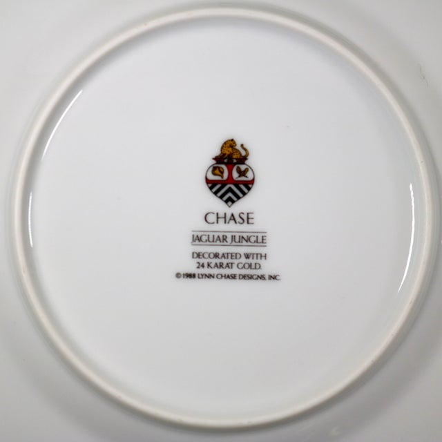 1980s 1980s Lynn Chase Designs Jaguar Jungle Bread & Butter Plates 24k Gold 6.5" Set of 3 For Sale - Image 5 of 8