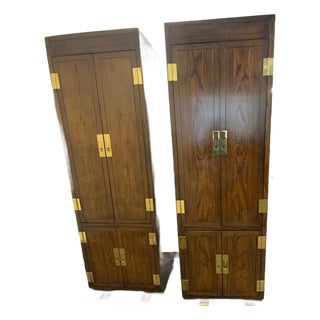 A Pair of Vintage Henredon Cabinets in Campaign Style For Sale