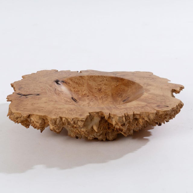 Big leaf maple burl bowl signed Albert d'Antonio with live edge.