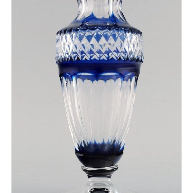 Mid-Century Vase in Clear and Blue Art Glass For Sale - Image 6 of 9